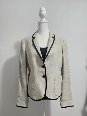 J. Crew Cream Blazer with Black Trim